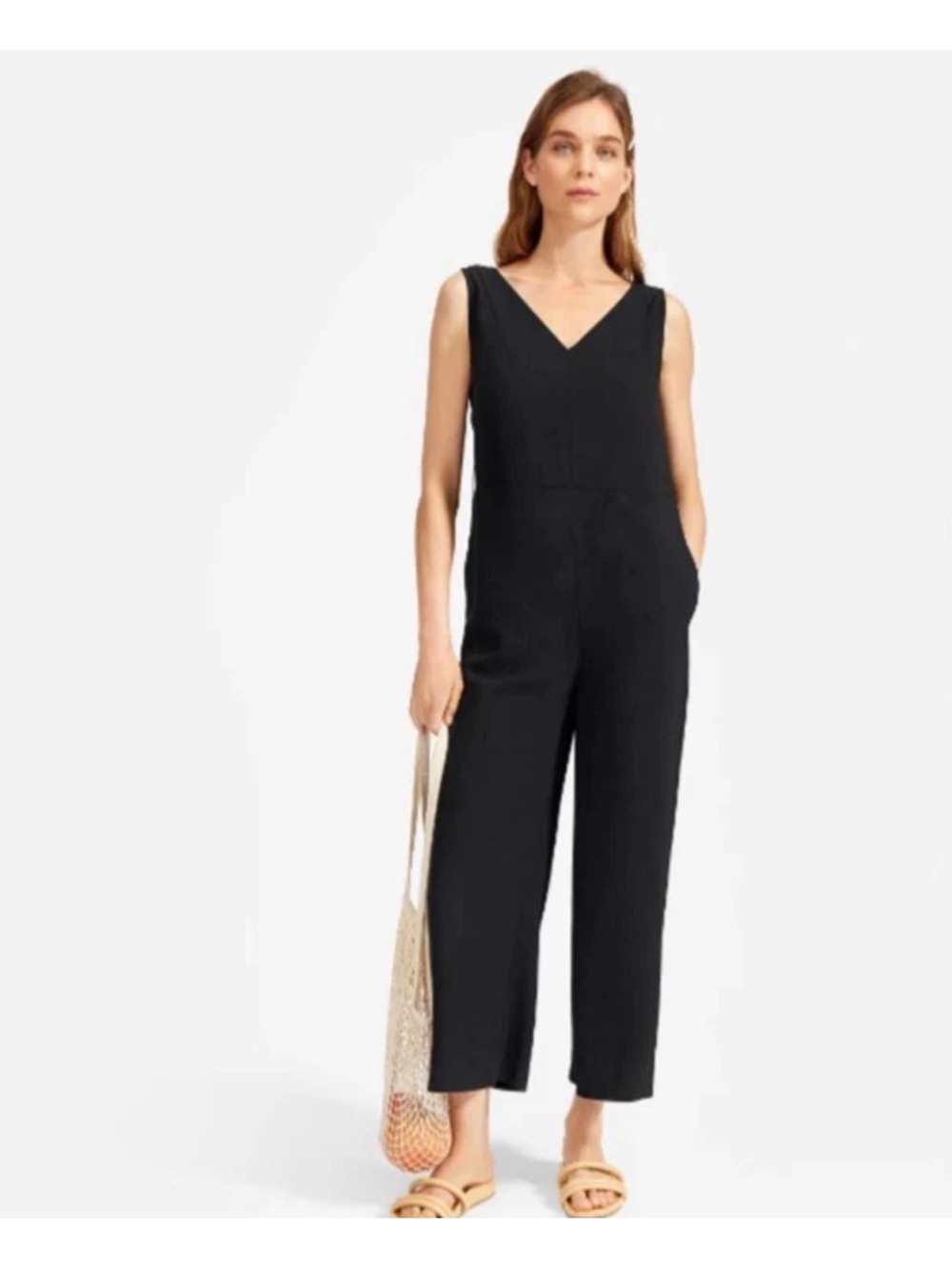 Everlane Black V-Neck Sleeveless Jumpsuit